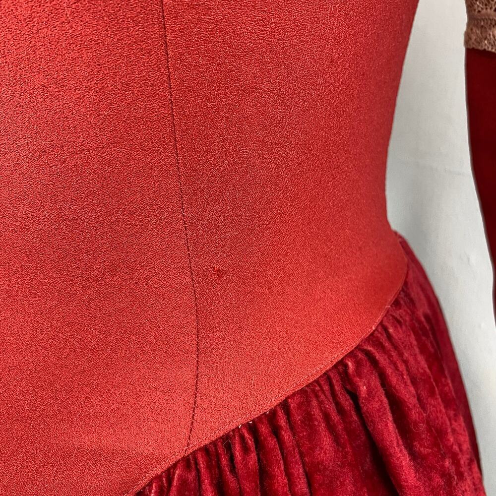 Vintage Victorian Red Velvet Gown Medieval Renaissance Dress XS - Picture 12 of 12
